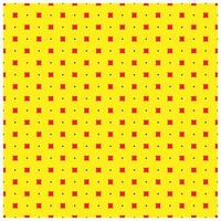 Pattern of yellow background with red squares and small black diamonds, creating a vibrant and geometrical design. vector