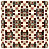 Geometric pattern featuring alternating black, red, and beige squares and lines, creating a modern, stylish design, it could be used as a wallpaper, fabric design, pillow and bag vector