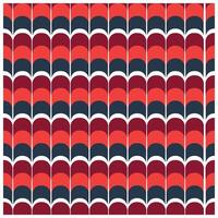 A vibrant geometric pattern featuring overlapping scalloped shapes in shades of red, maroon, and navy blue on a white background. vector