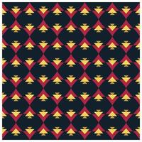 A geometric pattern featuring red diamonds and yellow triangles on a dark background, creating a vibrant, symmetrical design, it could be used as a wallpaper, fabric design, pillow, bag vector