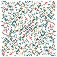 A colorful abstract pattern of overlapping, angular lines in red, green, blue, and yellow against a white background. vector