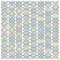 Colorful overlapping geometric lines form a repeating pattern in shades of blue, orange, yellow, and green on a white background. vector