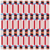 A colorful geometric pattern featuring red, black, white, and blue shapes arranged in a repetitive, zigzag design. vector