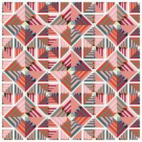 Colorful geometric pattern featuring intricate diamond shapes in shades of pink, green, and red, arranged in a repeating design. vector