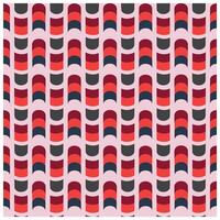 A repeating geometric pattern of curved shapes in shades of red, gray, and navy blue on a light pink background. vector
