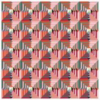 A colorful geometric pattern of interlocking triangles in shades of red, green, and pink, creating a vibrant, textured design. vector
