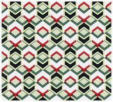 Geometric pattern featuring interlocking diamonds in green, red, and cream on a white background, creating a visually striking design. vector