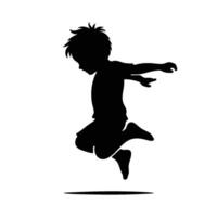 Silhouette of a little boy jumping up vector