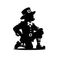 silhouette of a leprechaun in solid black vector