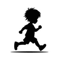 silhouette of a boy running vector