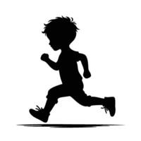 Silhouette of a little boy running vector