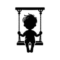 silhouette of a little boy on a swing vector