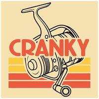 Cartoon Fishing Reel Graphic Tee - Cranky Angler Humor Shirt vector