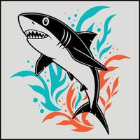 Fun Cartoon Shark Illustration for Apparel vector