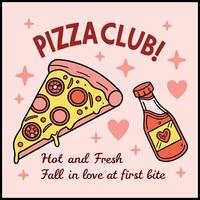Pizza Lover's Club Tee - Fall in Love at First Bite Design vector