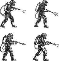 Firefighter in Courageous Action vector