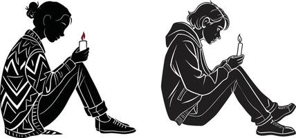 Candle in Hand with Light and Emotion design vector