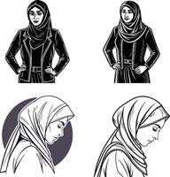 Islamic Hijab Silhouettes Modest Fashion Illustration vector