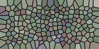 An abstract mosaic pattern with irregular polygonal shapes outlined in black, featuring earthy and muted tones for a stained-glass effect. vector
