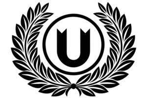 A Elegant Monogram U with Laurel Wreath Design vector