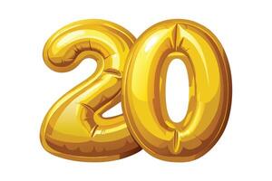 A Golden Number 20 Foil Balloon Display vector