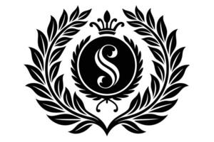 Elegant Black and White Monogram Design with Laurel Wreath vector