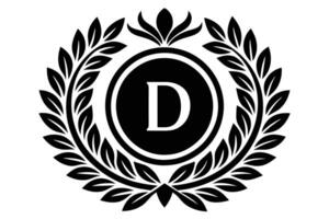 A Elegant Monogram D Design with Laurel Wreath vector