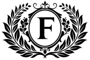 Elegant Monogram F Design with Laurel Wreath vector