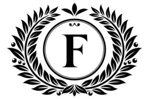 A Elegant Monogram F Design with Laurel Wreath vector