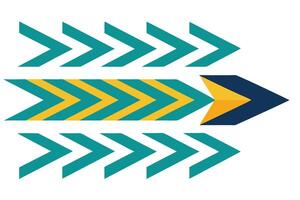 Forward Progress Graphic with Teal and Gold Arrows vector