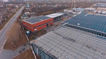 Production of renewable energy. Aerial drone view of producing clean ecological electricity video