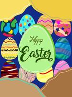 Happy Easter banner, poster, greeting card, background. abstract Trendy Easter design with typography, eggs, in colorful. Modern minimal style vector