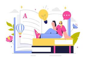 Digital Storytelling Illustration with Copywriter Writing Content vector