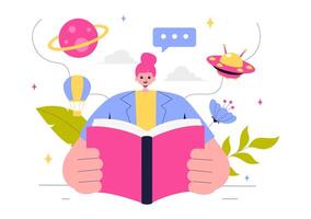 Creative Storytelling Process with Social Media Content Creation in Flat Style vector