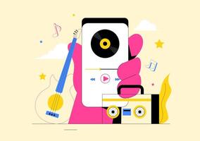 Illustration of a Group of Musicians Playing Different Musical Instruments vector
