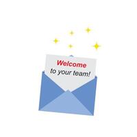 Icon with welcome team for banner design. Business communication banner. Cartoon font. vector