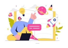 Flat Style Illustration of Storytelling and Content Creation for Social Media vector
