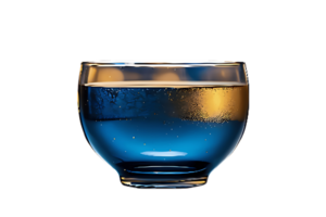 A glass of water with a blue liquid inside png