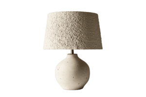 A table lamp with a white shade on it png
