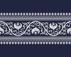 White zig zag floral lace border pattern stripe on denim blue background for decorations, fabric prints, table runner, and orhter prints vector