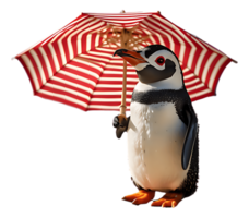 A penguin is holding an umbrella png