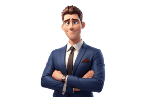A man in a suit and tie standing with his arms crossed png