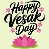 Flat Vesak Lotus with Artistic Text. vector
