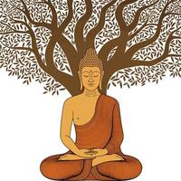 Buddha under tree vector