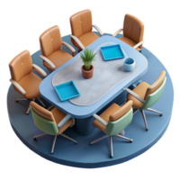 wonderful vintage Meeting Room with Table and Chairs Top View Transparent Background original png