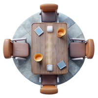 extraordinary abstract Meeting Room with Table and Chairs Top View Transparent Background premium png