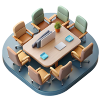 impressive traditional Meeting Room with Table and Chairs Top View Transparent Background high quality png