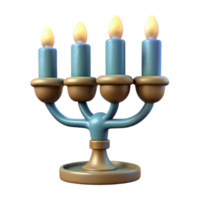 impressive vintage Menorah with Lit Candles Transparent Background high quality png