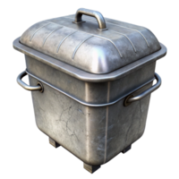 serene abstract Metal Compost Bin Side View Galvanized Steel Isolated Element high resolution png