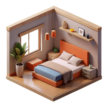 wunderbar zeitgenössisch minimalistisch Schlafzimmer Innere Seite Aussicht ausgeschnitten Original- png